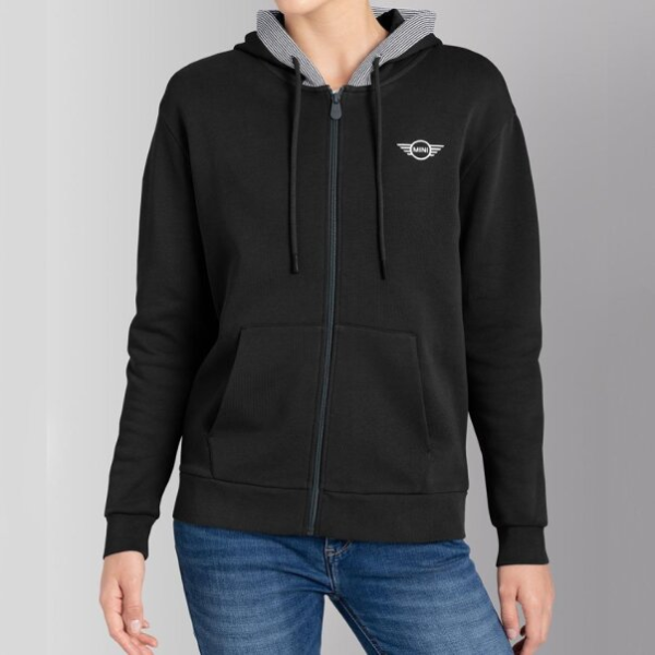 MINI ZIP HOODIE WOMEN STRIPED BINDING